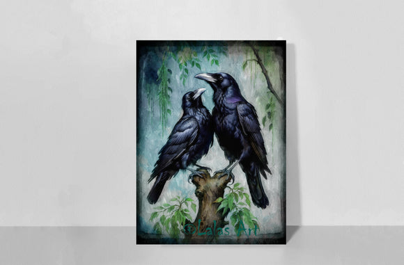 Raven couple in Love -  Painting