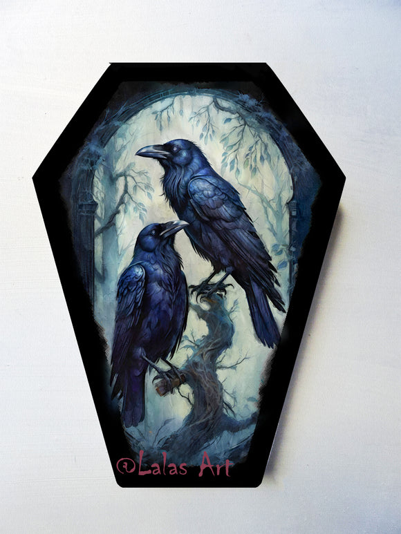 Coffin shaped Art - Raven in Love