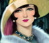 Art Deco - Flapper girl with large Hat