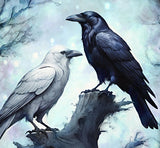 Coffin shaped Art - Black and white Ravens in Love
