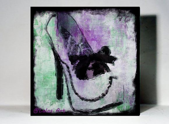 White Stiletto Shoe Art - Lala's Art