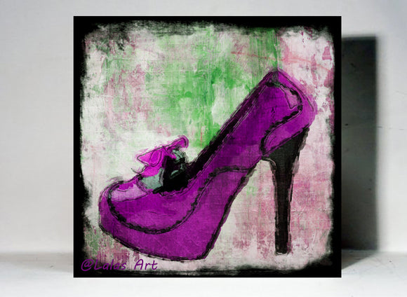 Purple Stiletto Shoe Art - Lala's Art