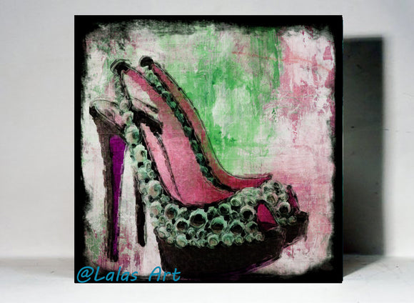 Black Stiletto Shoe Art - Lala's Art