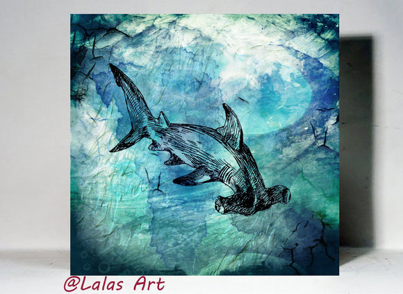 Sea creature Hammer Shark Painting - Lala's Art
