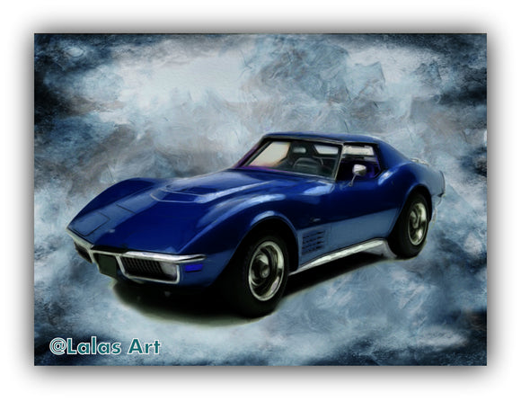 Blue 1970 Chevrolet Corvette - Lala's Art