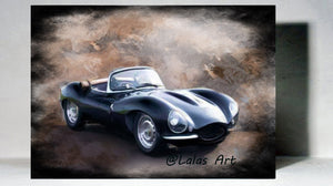 1957 Jaguar Classic Vintage Car Auto Painting Art Oldtimer - Lala's Art