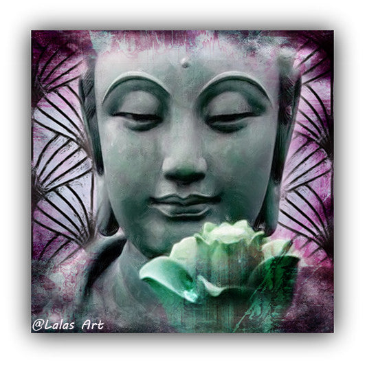 Buddha Head Painting with Flower - Lala's Art