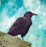 Unique Black Crow - Painting - Bird - Vintage Retro style Art - Home décor - Wall Art Fine Art Animal - Mix media - Lala's Art