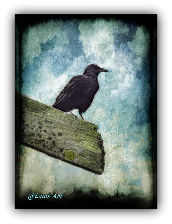 Unique Black Crow - Painting - Bird - Vintage Retro style Art - Home décor - Wall Art Fine Art Animal - Mix media - Lala's Art