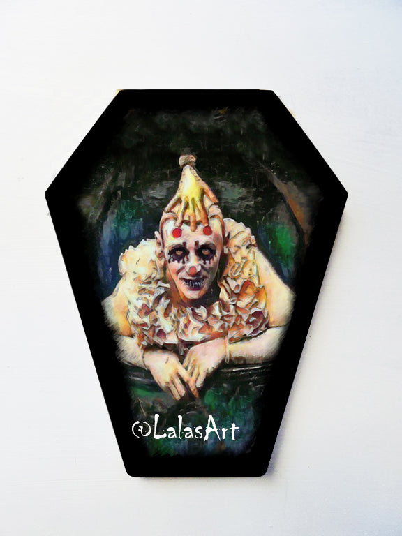 Coffin shaped  - Creepy Vintage Clown - Freak show