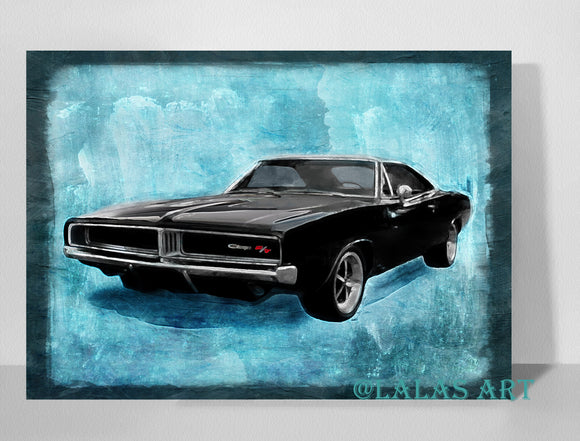 Vintage Retro Style Art Old-timer - Dodge Charger 1969