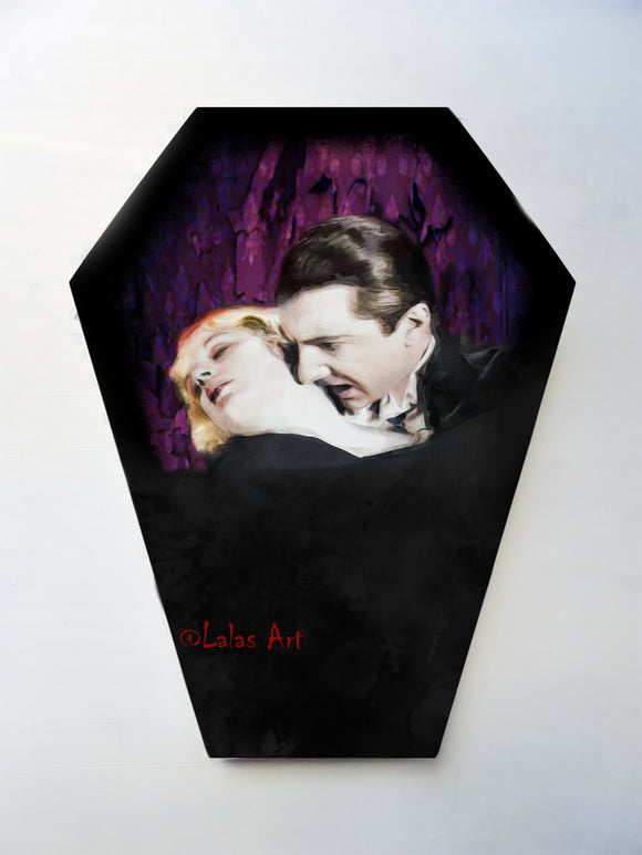 Coffin shaped -  Dracula - 1931 - Portrait of Bela Lugosi and Helen Chandler