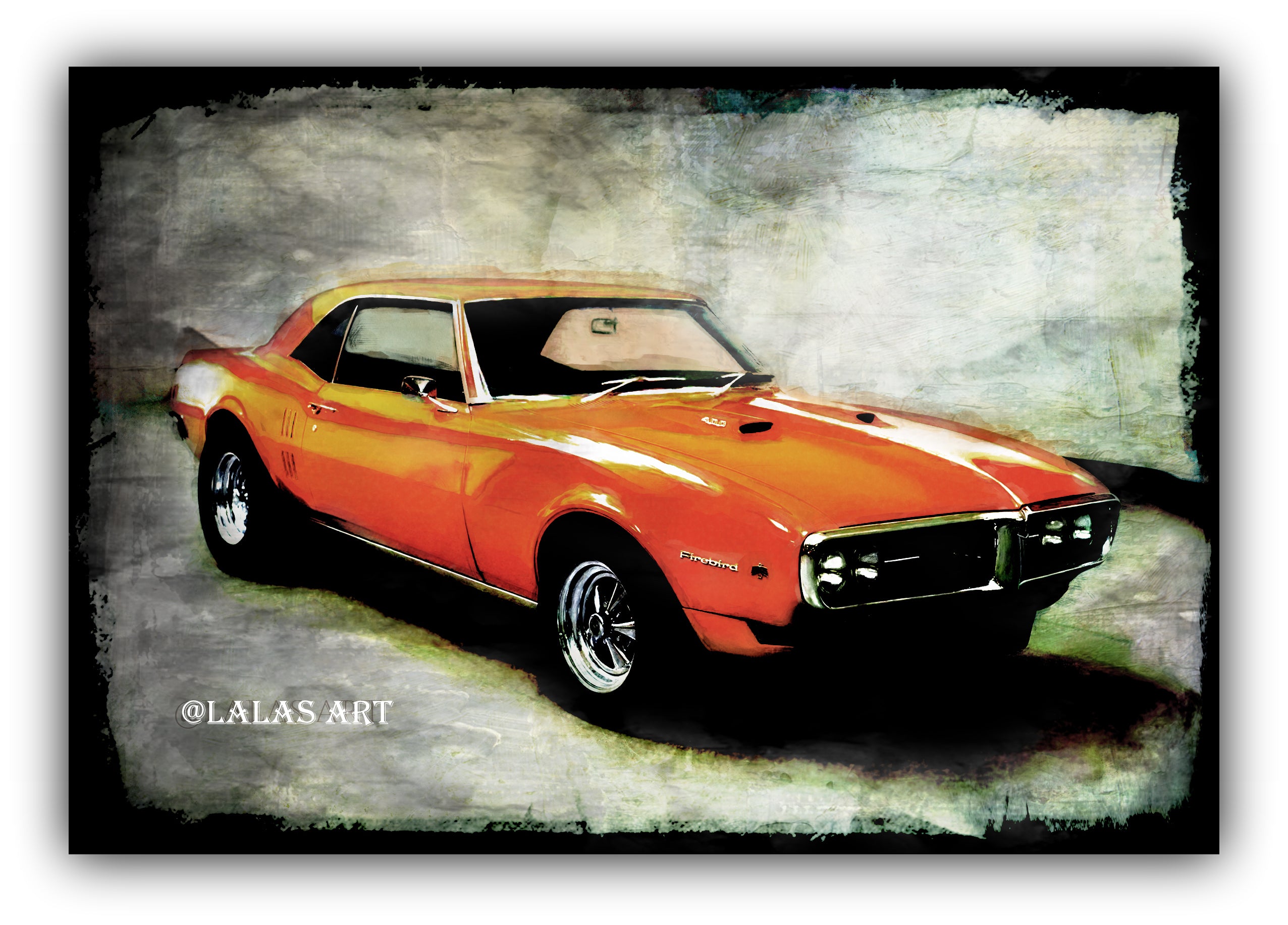 Vintage Retro Style Art Old-timer Firebird 1968-69 American car
