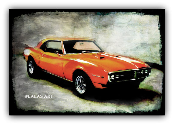 Vintage Retro Style Art Old-timer Firebird 1968-69 American car - Rusty Orange - Lala's Art