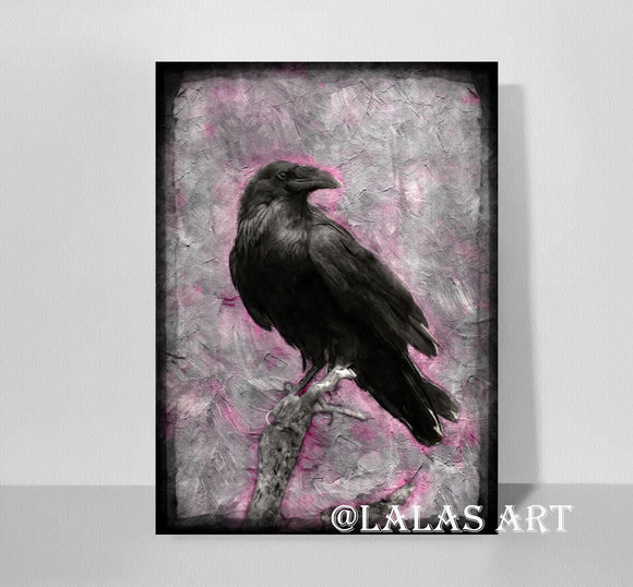 Raven  Painting - pink