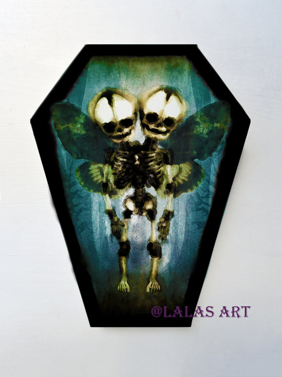 Coffin shaped - Conjoined Twins - Skeleton - Art